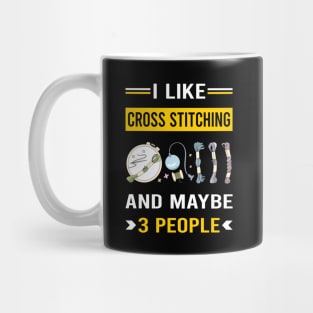 3 People Cross Stitching Mug